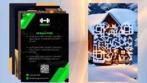 AI QR NFC Design 23 – Whimsical Winter Scene with QR and NFC Technology