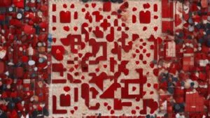 AI QR NFC Design 15 – Knolling Art with Heart Shapes and QR Code