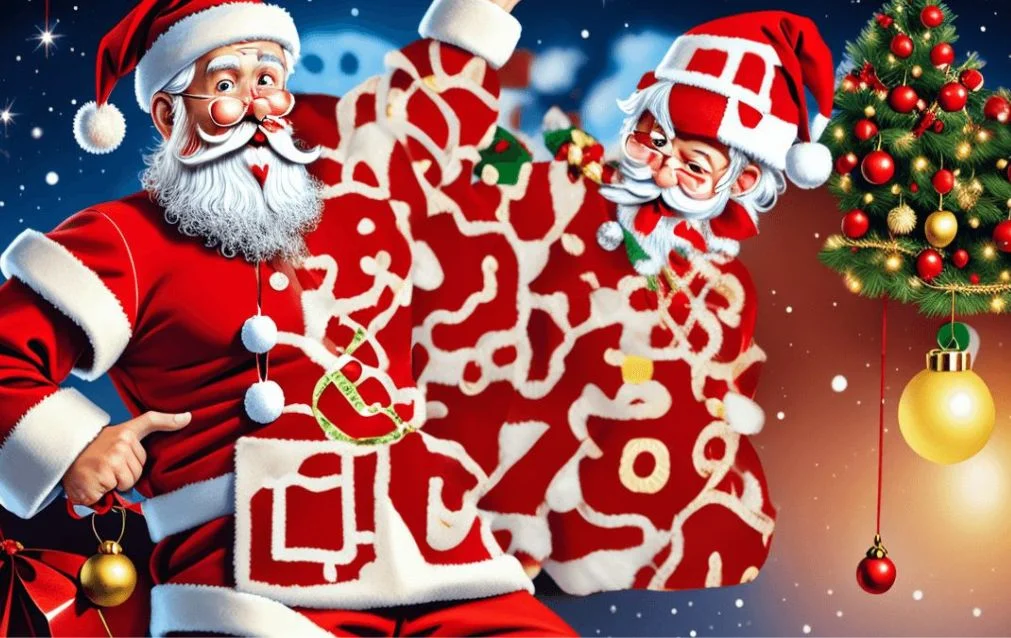 AI QR NFC Design 16 – Festive Santa Claus with QR and NFC Technology