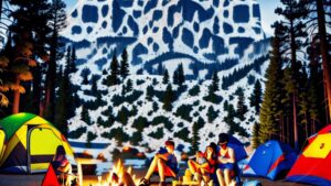 AI QR NFC Design 2 – Picturesque Night Camping Scene with QR and NFC Technology