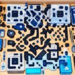Ai qr nfc design 7 – knolling arrangement of medical and tech accessories with qr & nfc