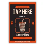 Hotel vcarde menu qr code sign for nfc tapping and scanning the qr code to view the menu at vcarde. Com.