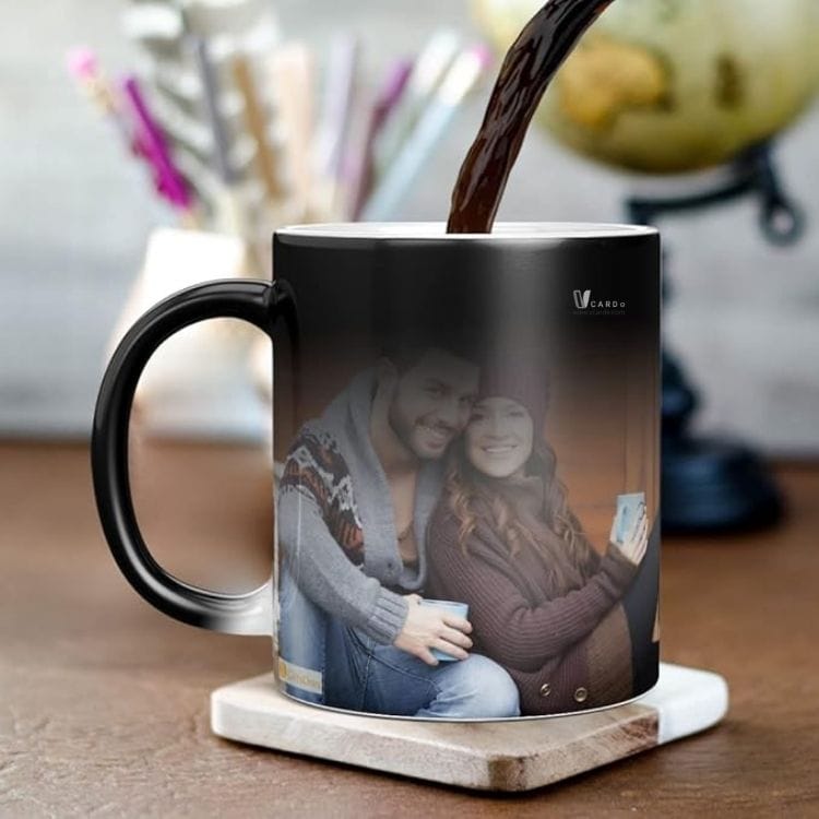 black magic mug, color changing mug, heat sensitive mug, magic photo mug, personalized color changing mug, black to white mug, heat activated mug, custom magic mug, 11oz color changing mug, novelty coffee mug