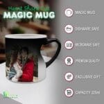 Black Magic Mug With Heart Cut 3 Heart handle magic mug, color changing heart mug, inner heart magic mug, heart shaped handle mug, personalized heart mug, heat sensitive heart mug, black magic heart mug, custom heart coffee mug, novelty heart mug, romantic color changing mug