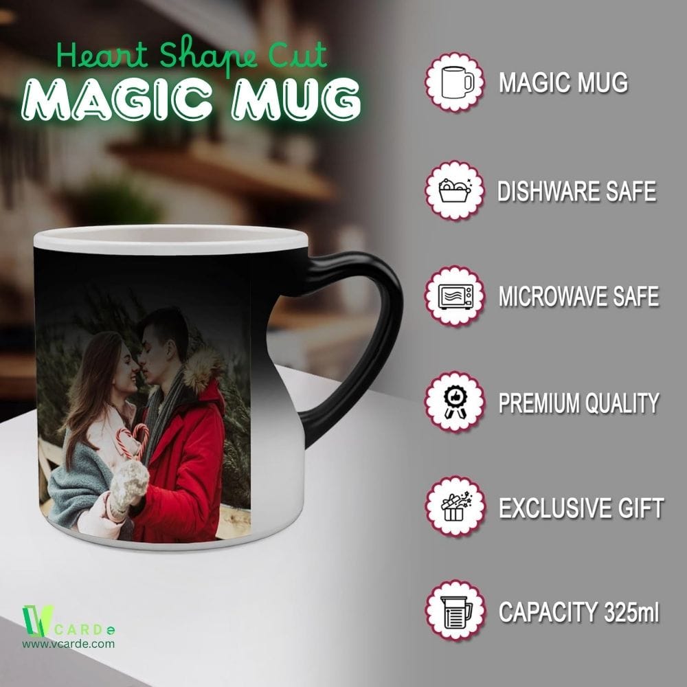 heart handle magic mug, color changing heart mug, inner heart magic mug, heart shaped handle mug, personalized heart mug, heat sensitive heart mug, black magic heart mug, custom heart coffee mug, novelty heart mug, romantic color changing mug