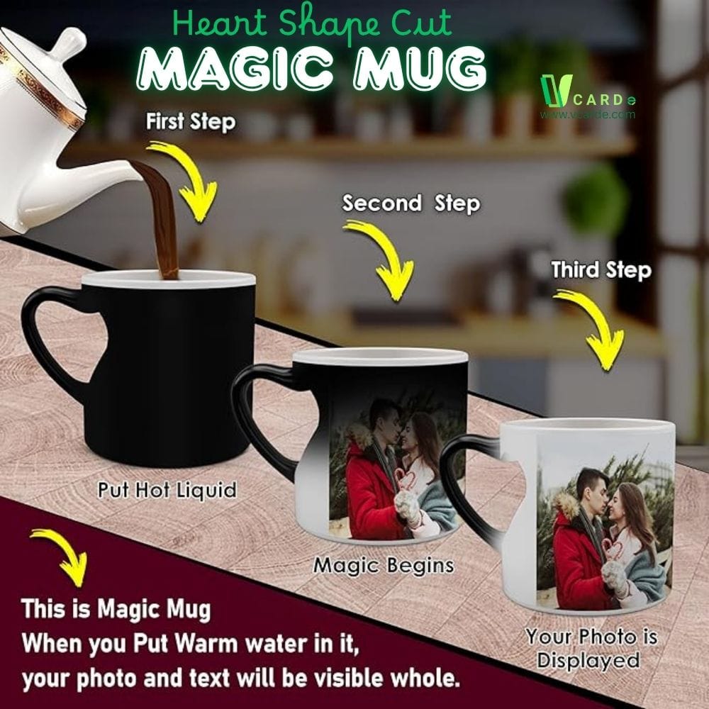 heart handle magic mug, color changing heart mug, inner heart magic mug, heart shaped handle mug, personalized heart mug, heat sensitive heart mug, black magic heart mug, custom heart coffee mug, novelty heart mug, romantic color changing mug